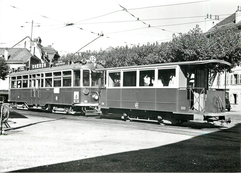 Tramways in Carouge — Carouge, um 1950 — Foto J. Paillard - Vorderseite