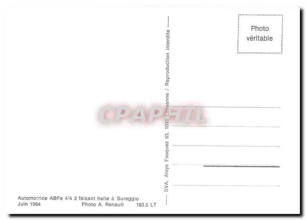 Automotrice ABFe 4/4 n°3 — halte à Sureggio — BVA, Aloys Fauquez — 183.5 LT - Verso