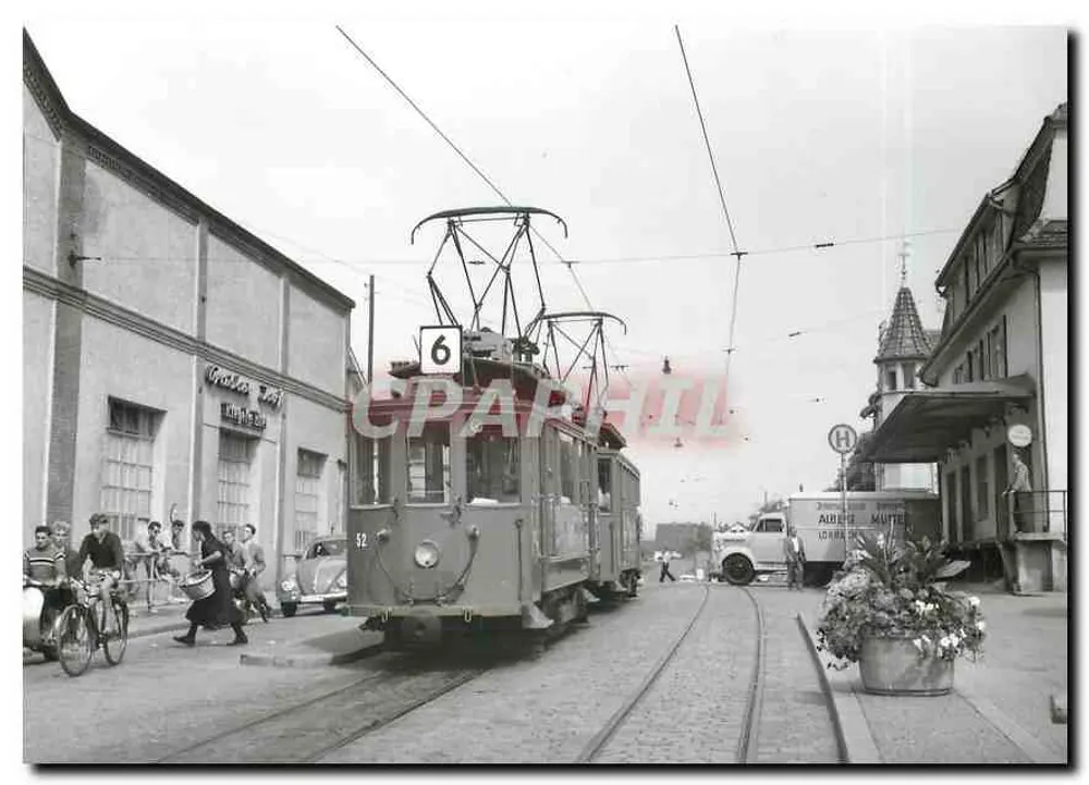 लॉर्राच बॉर्डर पर ट्रैमवे नंबर 6 — लाइन 52 की तस्वीर, 1938 में बदली गई — फोटो जे. बाज़िन - आगे