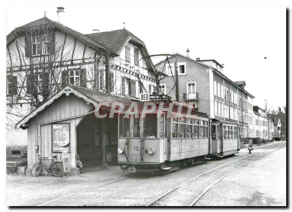 Tramway n°12 na parada de Münchenstein — foto R. Todt, 1964 - Frente