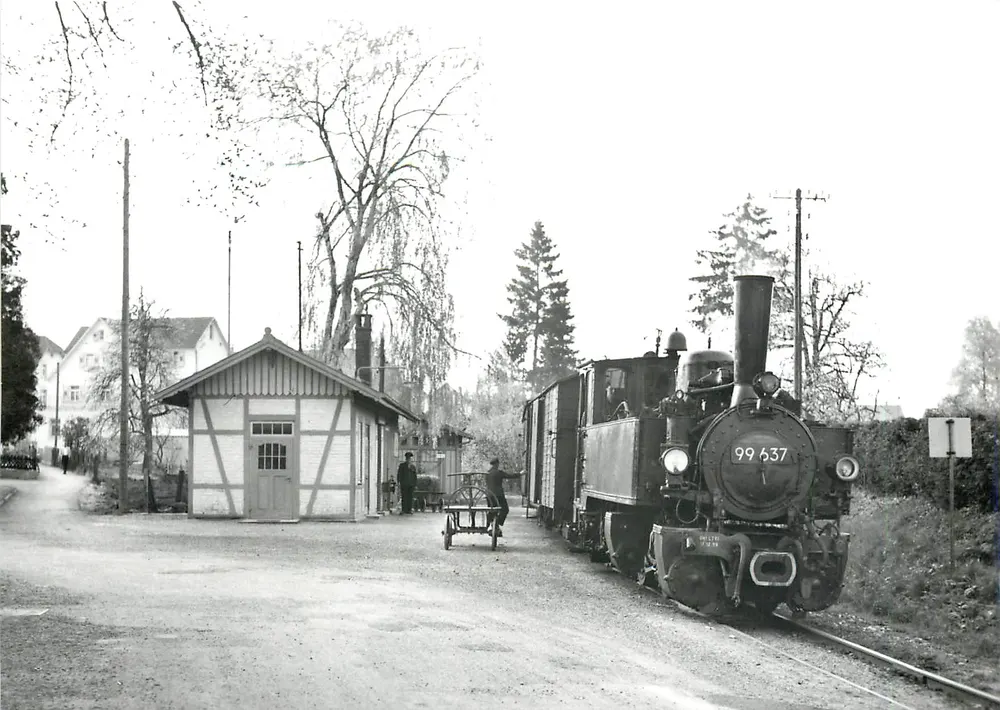 Punto de parada Schussenried-Stadt — mayo 1966 — Foto R. Todt, serie 619.2 DB - Anverso