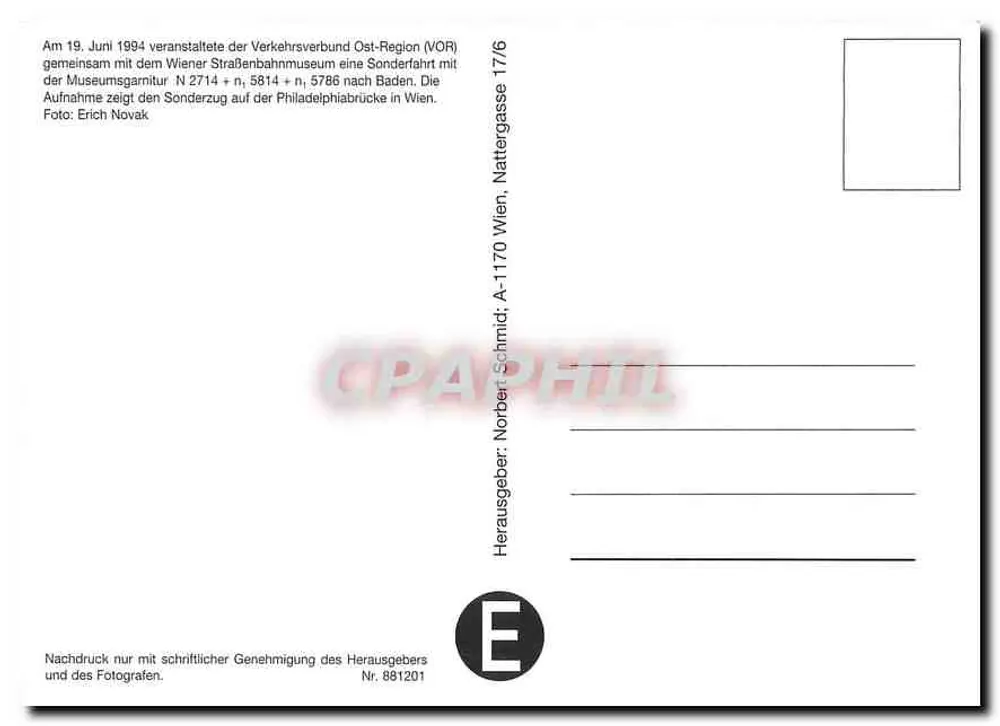 Tramway N°2714 — Wien — Edition VOR - Rückseite