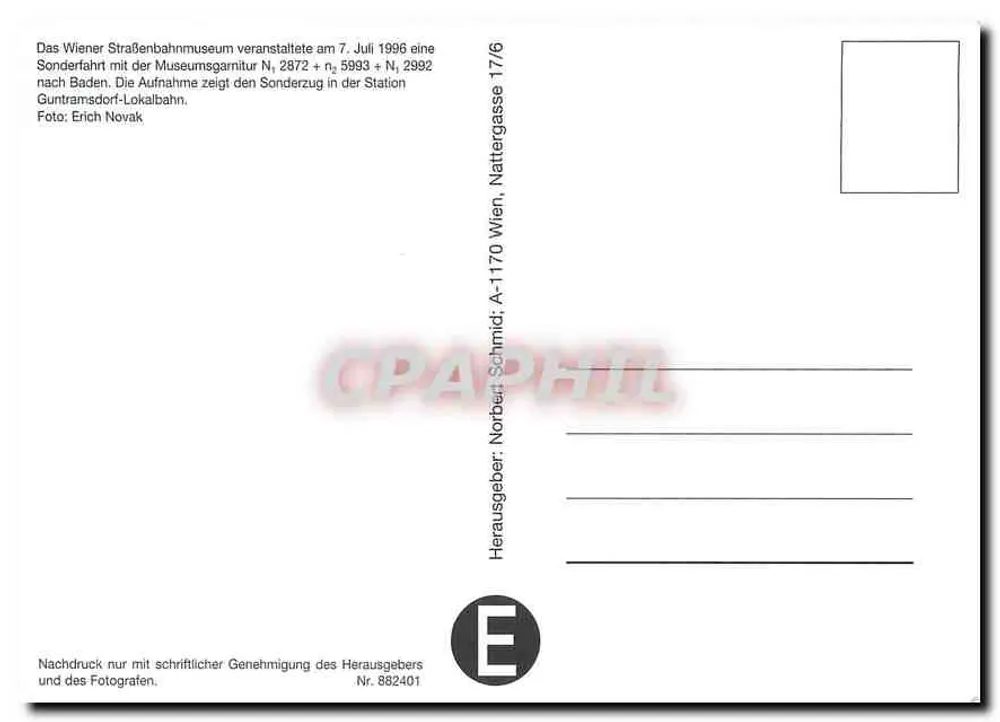 Sonderzug Guntramsdorf-Lokalbahn — N° 2872 e N° 2992 — edição Norbert Schmid - Verso