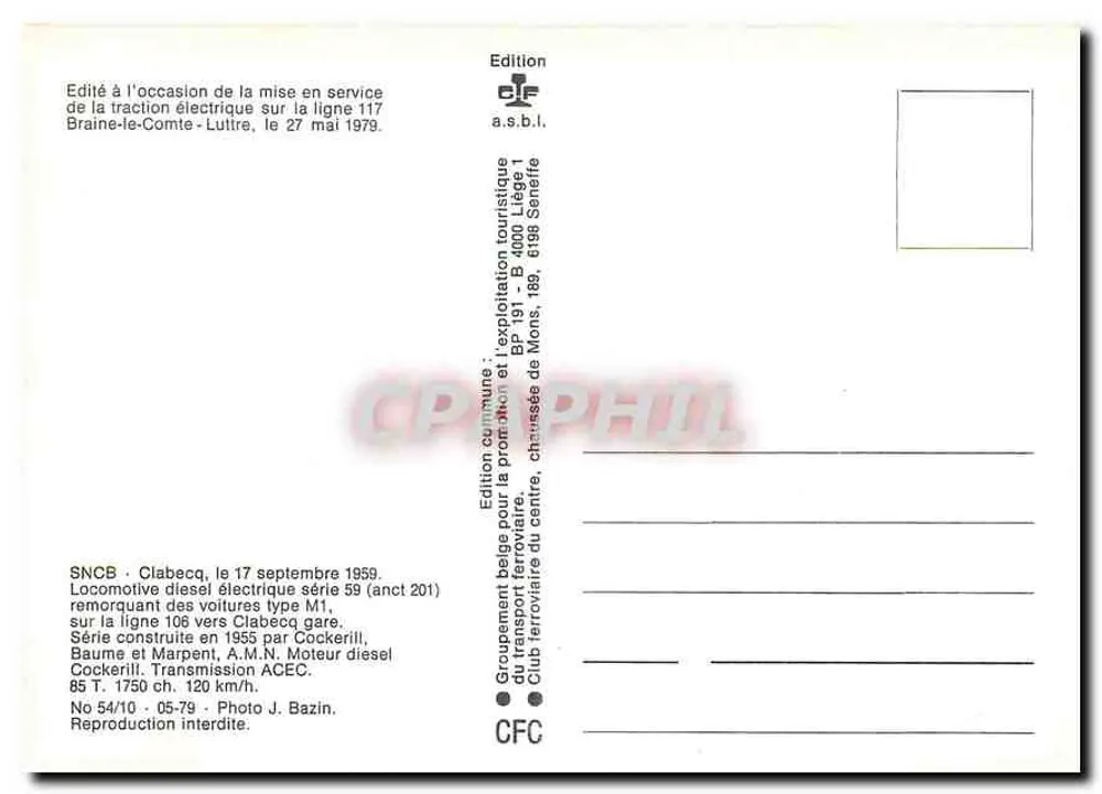 Locomotiva elettrica diesel serie 59 — Clabecq — SNCF / SNCB - Verso