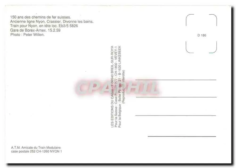 भाप रेलगाड़ी Eb3/5 5826 — पुरानी लाइन Nyon, Crassier, Divonne-les-Bains — Éditions du Cabri - पीछे
