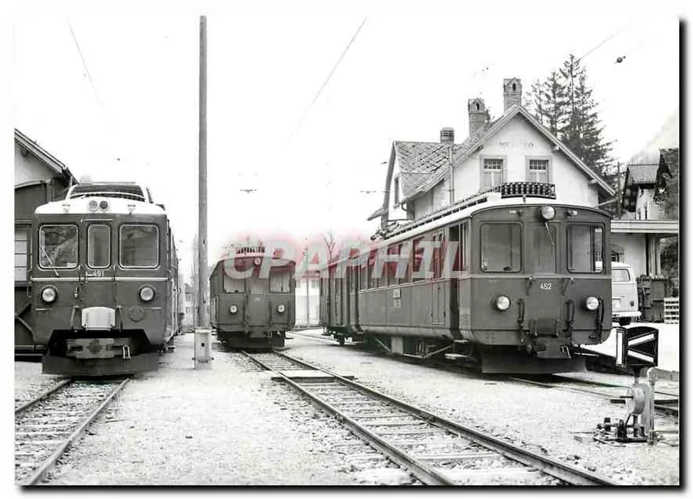 Automotrices 491, 451 e 452 em Bellinzona — 2.5.1969 — Foto J.-C. de Jongh - Frente