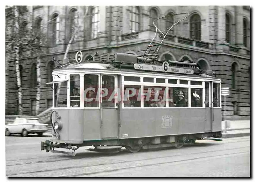 Tram Nr. 6 — Zürich — VBZ, erster Typ mit Querbank — Ernst R. Leutwiler, Zürich - Vorderseite