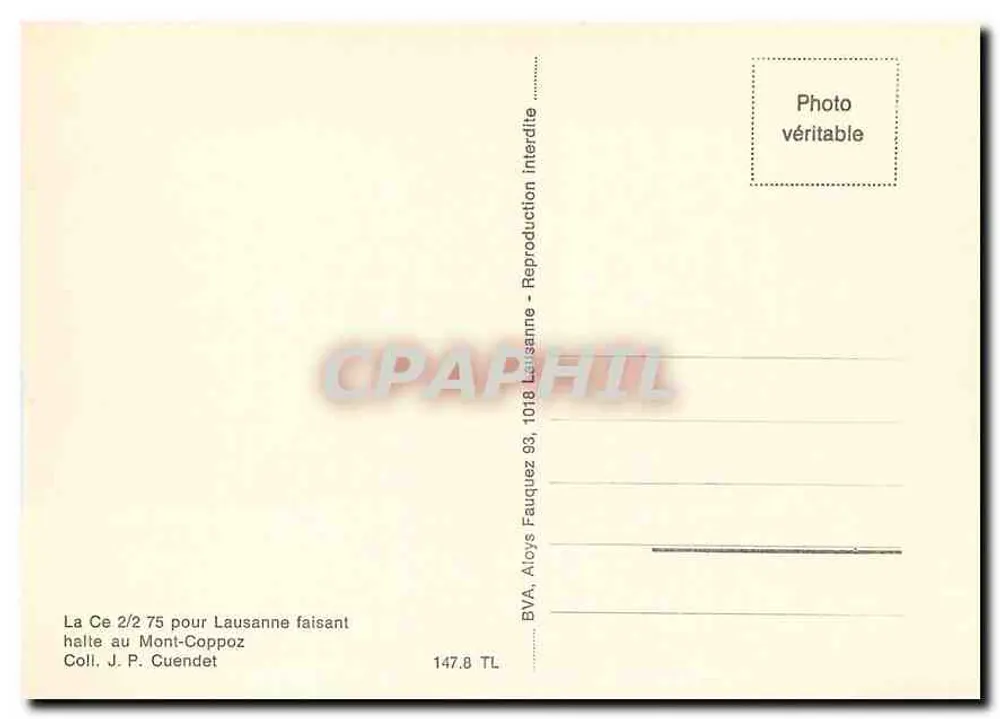 Le Mont-Coppoz — Tramway n°75 an der Haltestelle — BVA Lausanne - Rückseite