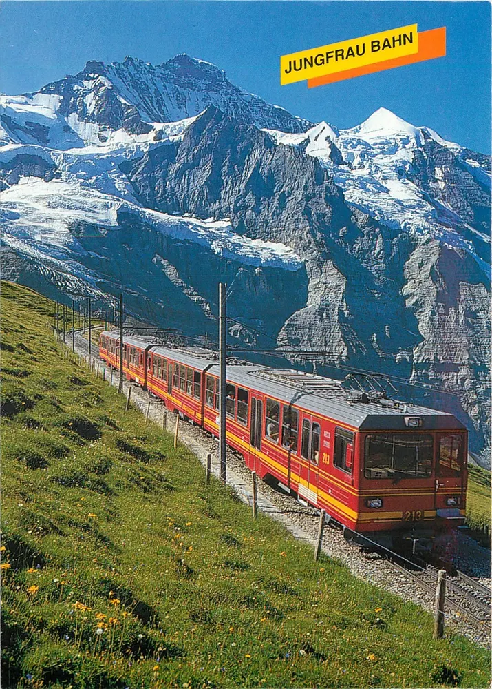 Jungfraubahn — Trem 213 na montanha — Jungfraujoch 3454 m — editor Photo Gyger - Frente