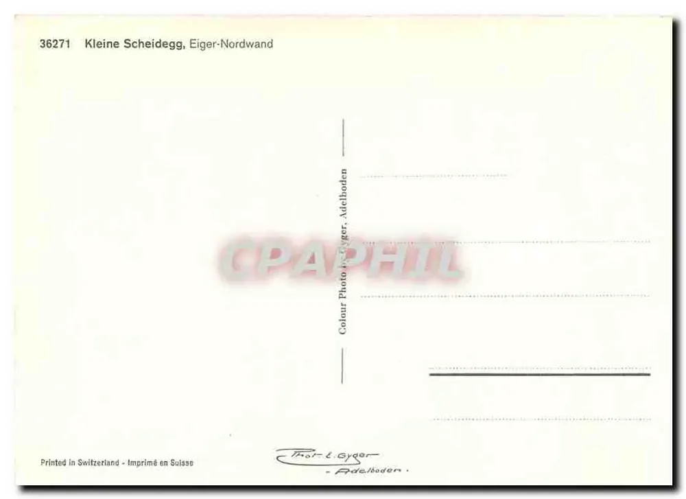 Kleine Scheidegg — Eiger-Nordwand — Photol. Gyger, Adelboden, n° 36271 - Verso