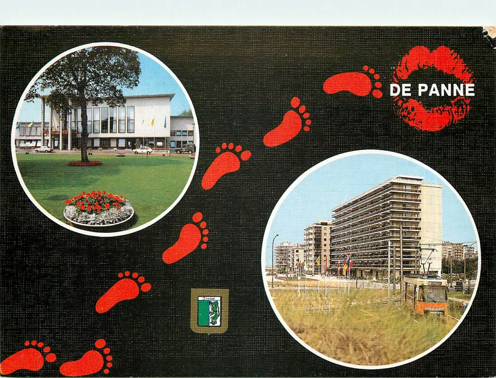 De Panne — vista panorâmica com pegadas e logotipo — editor AVM, série D.62 - Frente