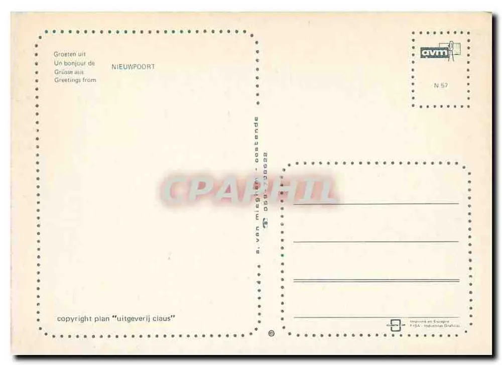 NIEUWPOORT — Carta postal com mapa da cidade e fotos — editor a.van miagel - oostende - Verso