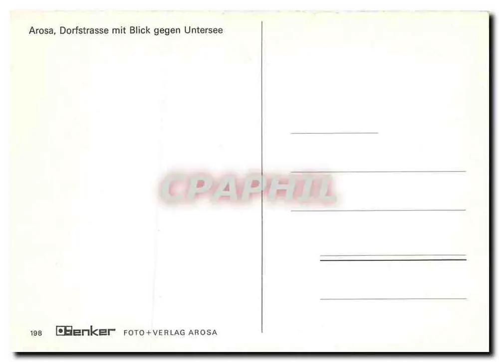 Arosa, Dorfstraße com vista para o Untersee — Benker Foto+Verlag Arosa, n°198 - Verso