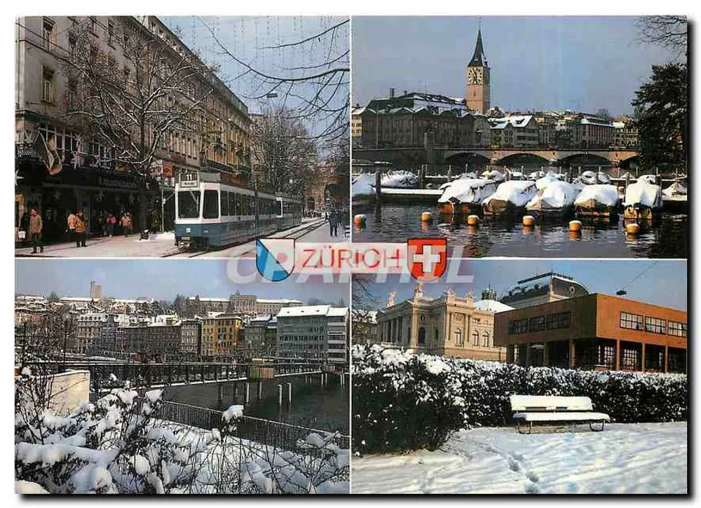Zurique – vista invernal nevada – Verlag Photoglob AG, n° 13228w - Frente