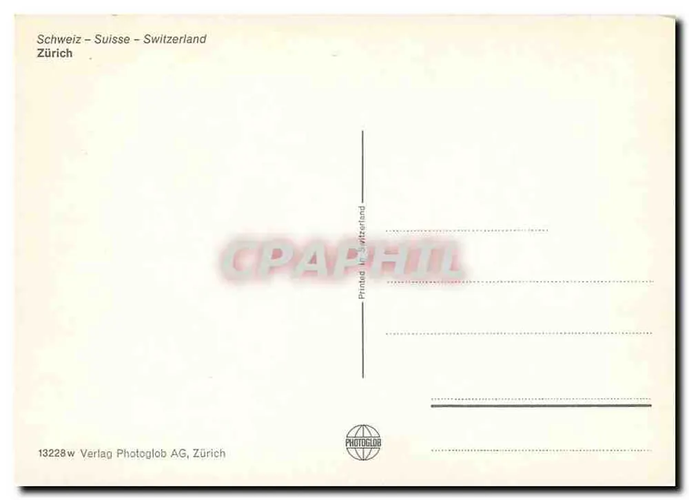 Zurique – vista invernal nevada – Verlag Photoglob AG, n° 13228w - Verso