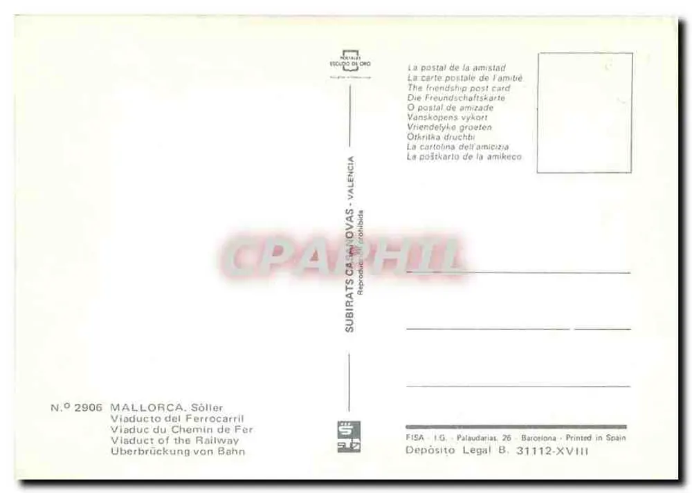 Mallorca — Viaduto da Linha Ferroviária — Subirats Canovas - Verso