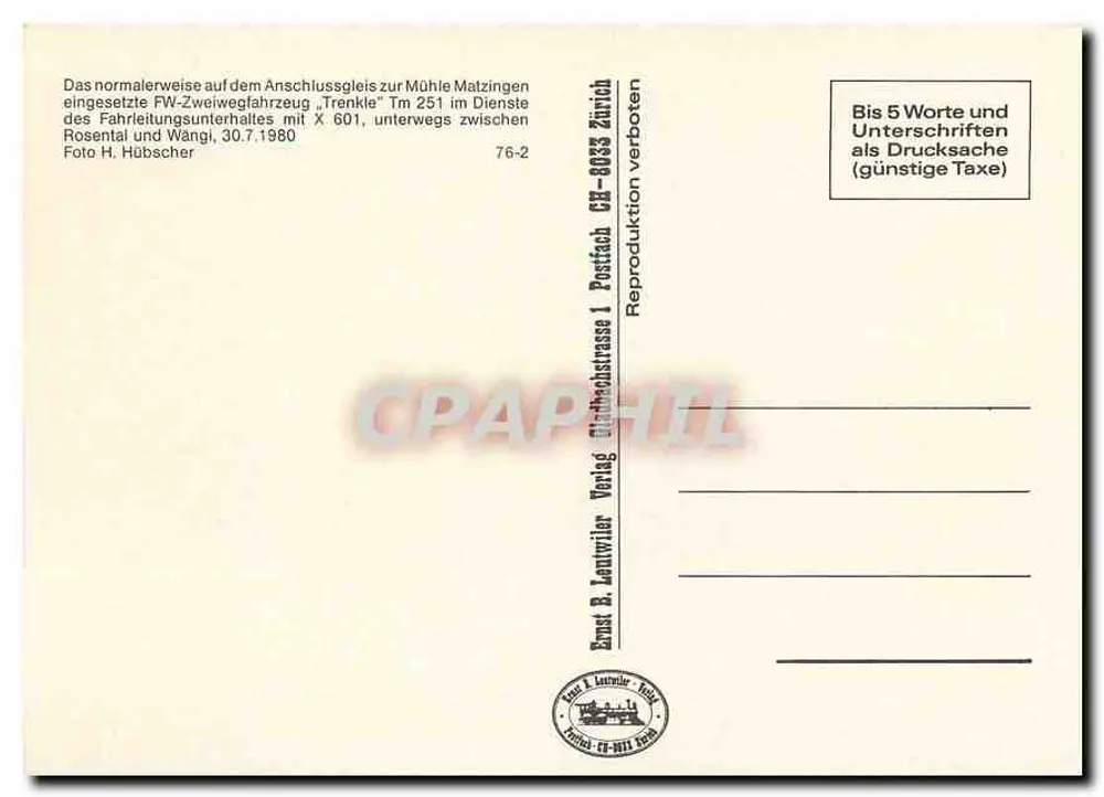 Travaux sur les voies ferrées — FW-Zweiwegfahrzeug Tm 251 — Ernst B. Lennwiler Verlag - Verso