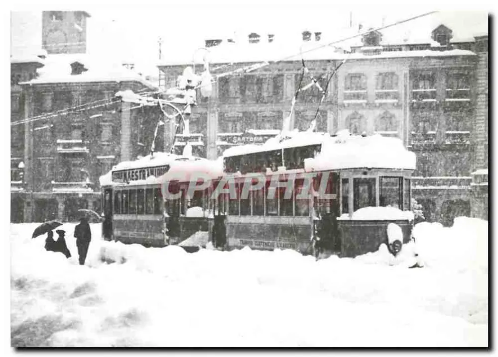 लोकर्नो में बर्फ से ढ़के ट्रैमवे — पियाज़ा ग्रांडे — छापकर्ता एर्नस्ट बी. लूटविलर, ज़ुरिख - आगे