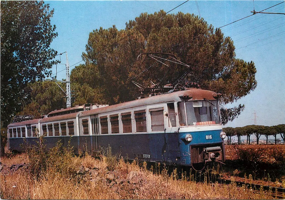 Train électrique STEFER 816 — Ferrovia Roma-Fiuggi — Éditeur MCS, Torino - Recto