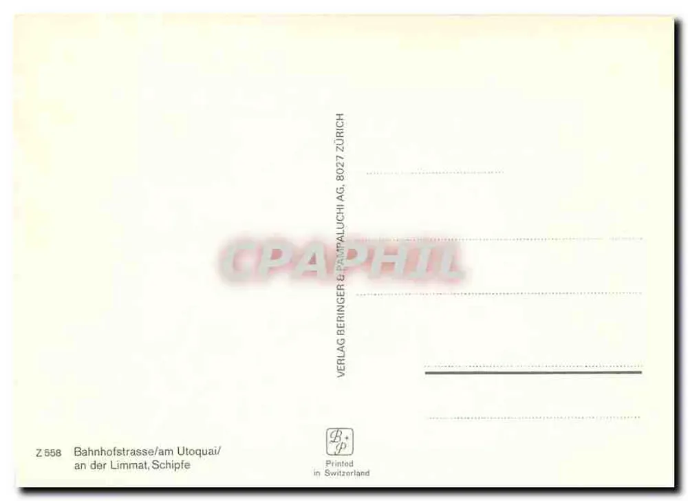 취리히 — 전경 보기 — Verlag Beringer & Pampaluchi AG - 뒷면
