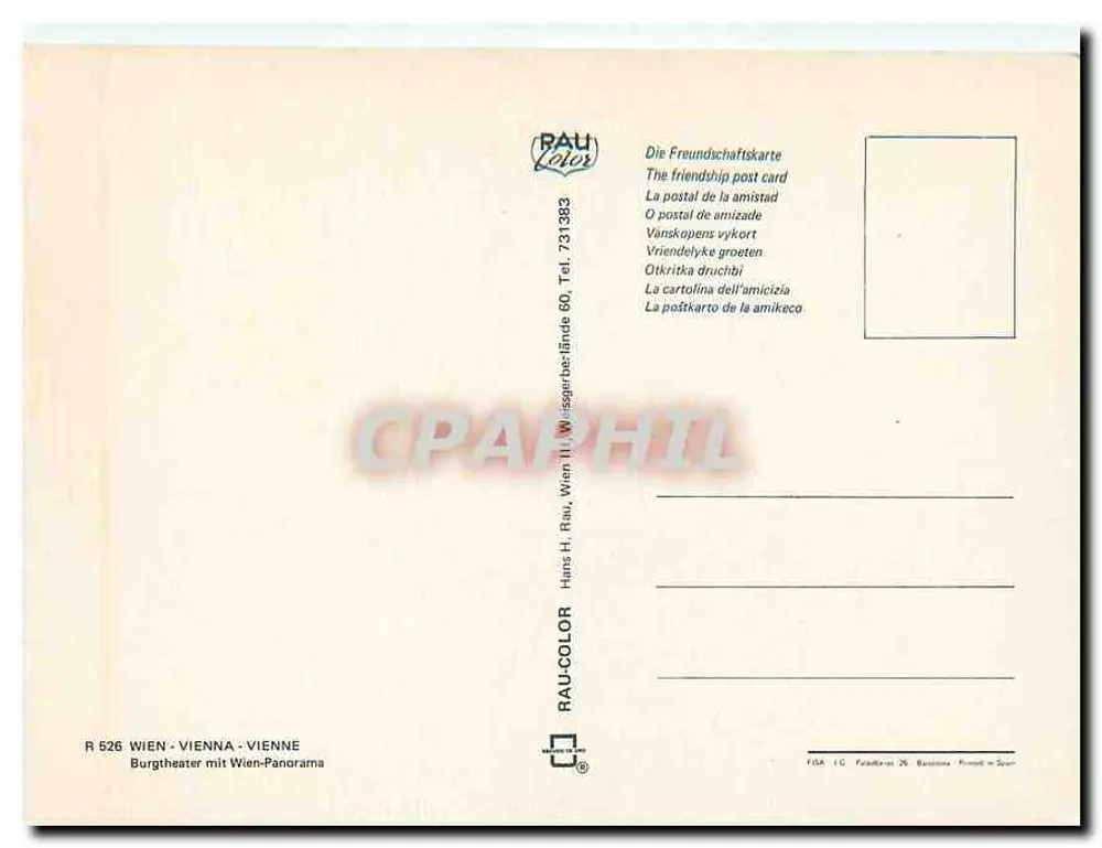 Viena — Burgtheater e panorama — Rau-Color, n° R 526 - Verso