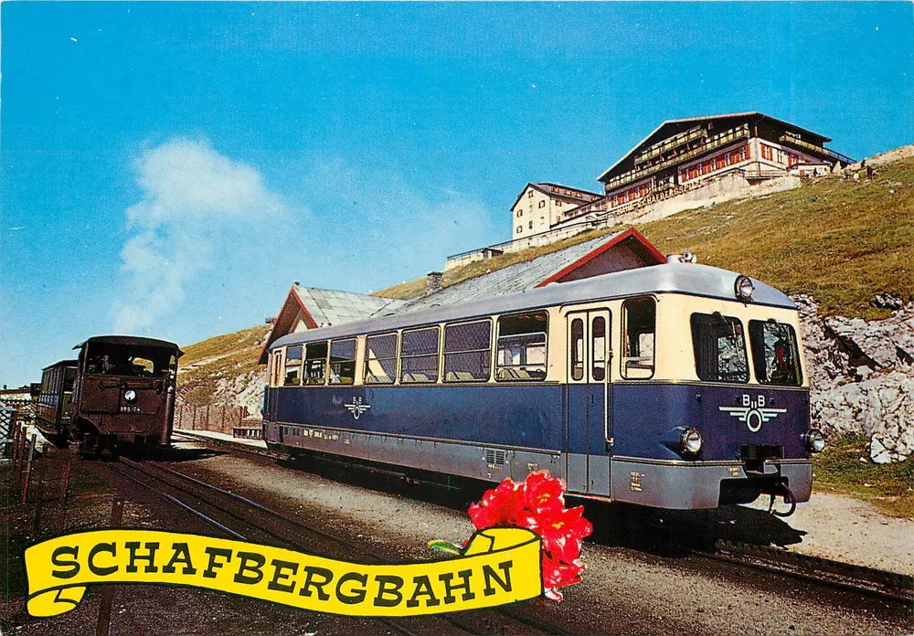 Parada da Schafbergbahn — Schafberg (1783 m) com hotel Schafberg — Risch-Lau - Frente