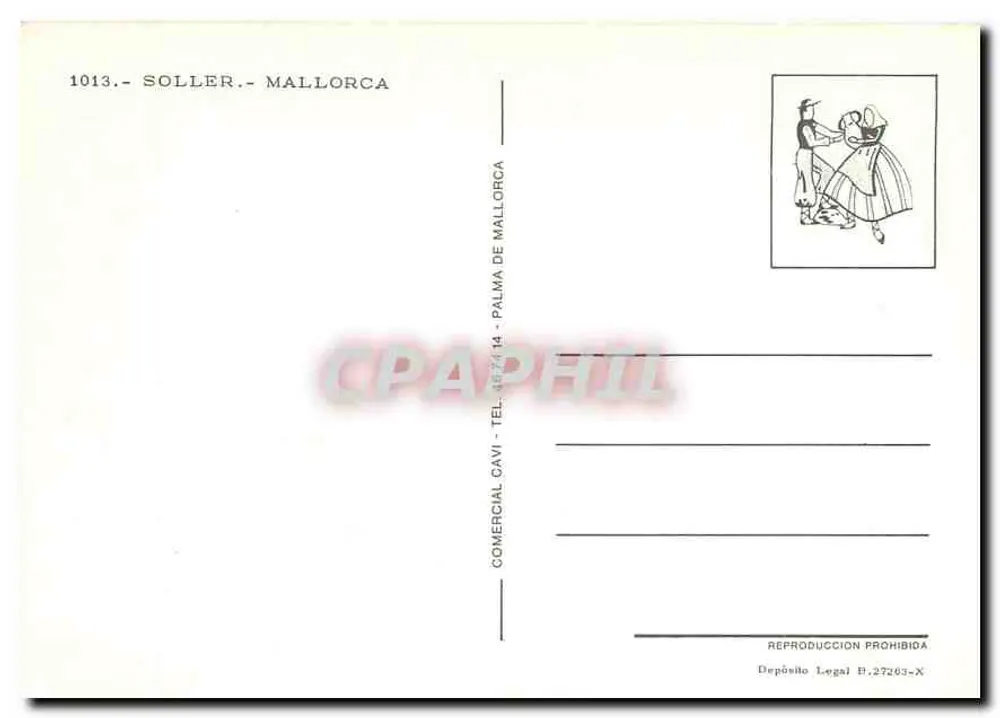 Tramway à Soller — Montagne en arrière-plan — Comercial Cavi, n° 1013 - Verso