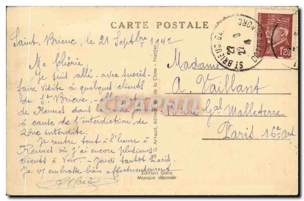 Saint-Brieuc (C.-du-N.) — Het Viaduct over de Vallei — Gaby, n° 2509 - Achterkant
