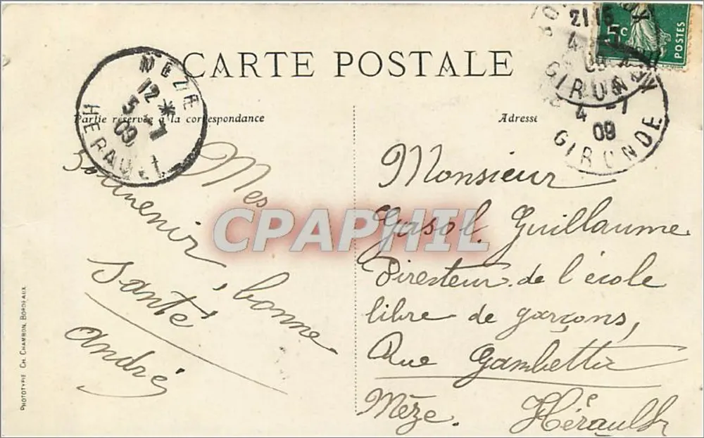 Bordeaux — La Fontaine des trois Grâces — C.C. - Verso