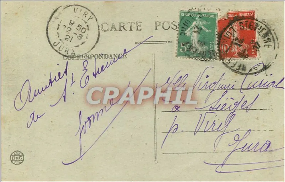 Arredores de Saint-Étienne — Rochetaillée — A Cascata — editor desconhecido, n° 65 - Verso