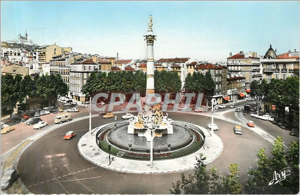 Plaza Castellane y Fuente Cantini — Marsella — Edición Tardy - Anverso