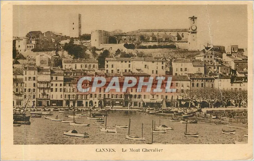 CANNES, O Monte Cavaleiro — vista do porto e do castelo — editor não visível - Frente