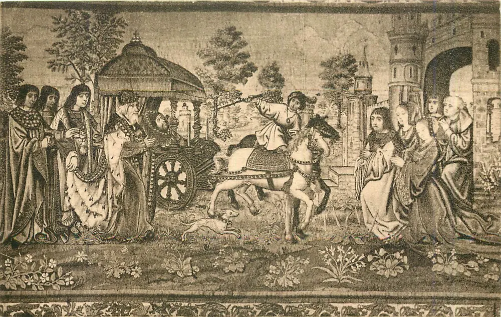 Theodosius der Große bringt den Kopf des Heiligen Johannes den Täufer nach Konstantinopel — Tapete des Schlosses — Künstlerische Ausgabe Labouche Frères, Toulouse - Vorderseite