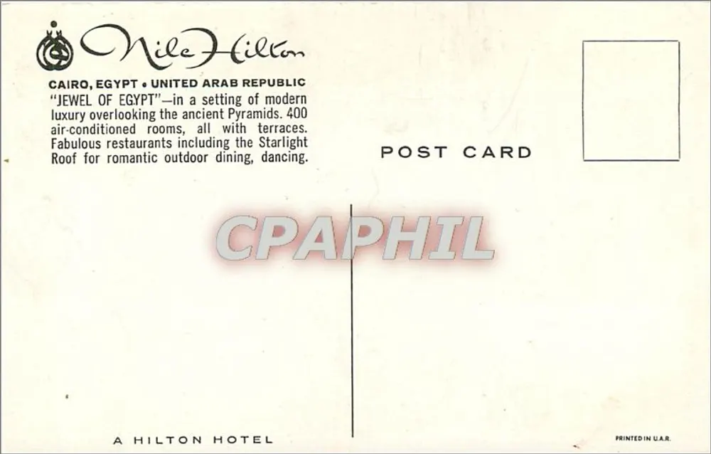 Hilton Hotel in Kairo — Ägypten — Verlag Mile Hilton - Rückseite