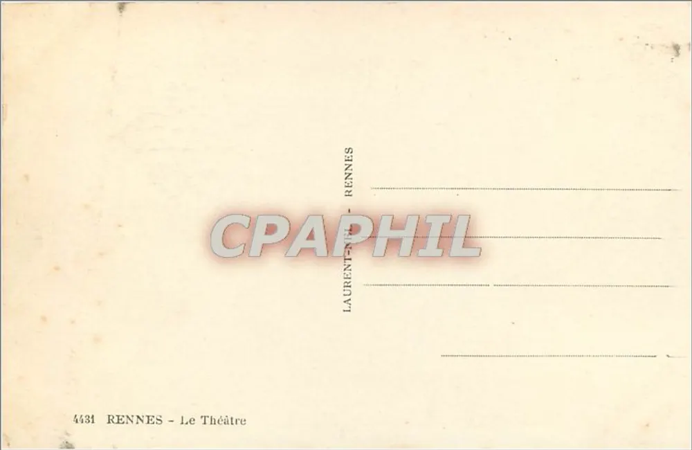 Rennes - O Teatro — editor Laurent Phil, n° 4431 - Verso