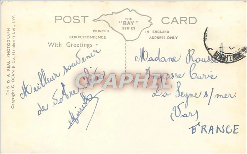 Les Nébules, I.W. — D.612 — G. Dean & Co. (Sandown) - Verso