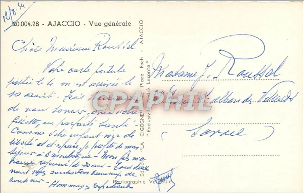 Ajaccio — Vista geral — A Cegonha - Verso