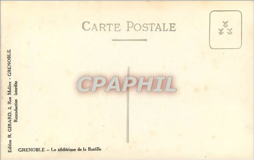 Grenoble — O teleférico da Bastilha — Edição R. Girard - Verso