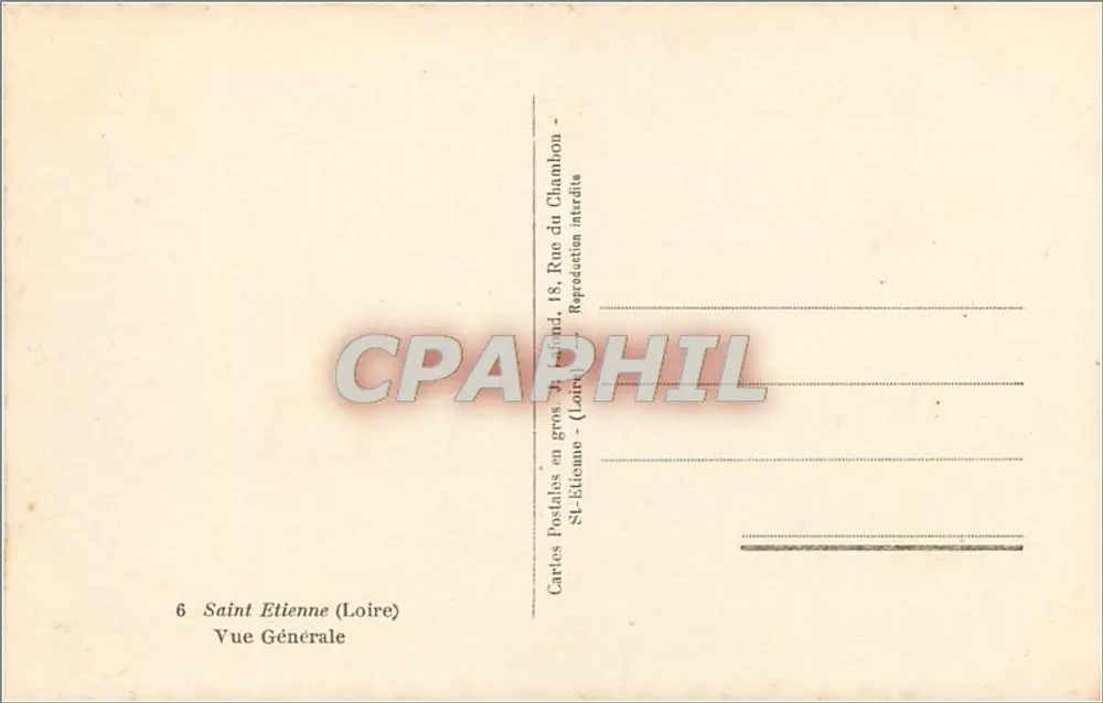 Saint-Étienne (Loire) — Vista Geral — editor Lafond, n°6 - Verso