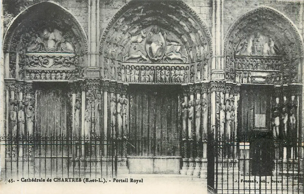 Catedral de CHARTRES (E.-et-L.) — Portal Real — J. Feneault, editor, Dreux - Frente