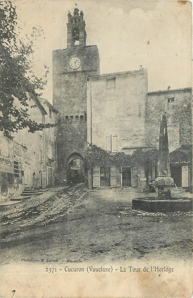 Cucuron (Vaucluse) — La Torre del Reloj — Fototipia L. Lacour, Marsella, n°2571 - Anverso