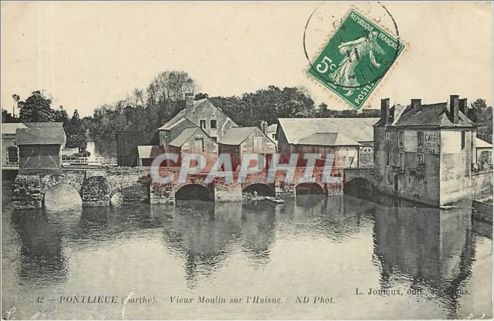 Pontlieue (Sarthe) — Altes Mühle am Huisne — ND Fot. L. Jomaux, Verlag - Vorderseite