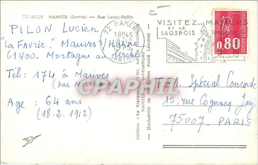 A Cigogne — Rue Ledru-Rollin — Éditions André Lecointe - Verso