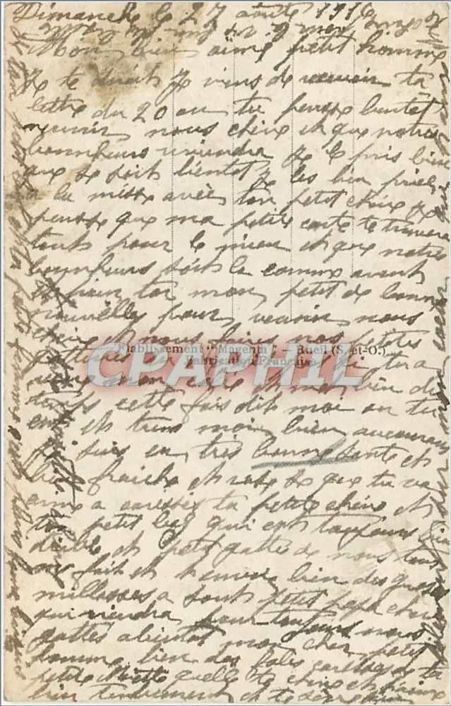 Le Baiser — scène de couple amoureux — éditeur 'G. Gélin' n° 22412 - Verso