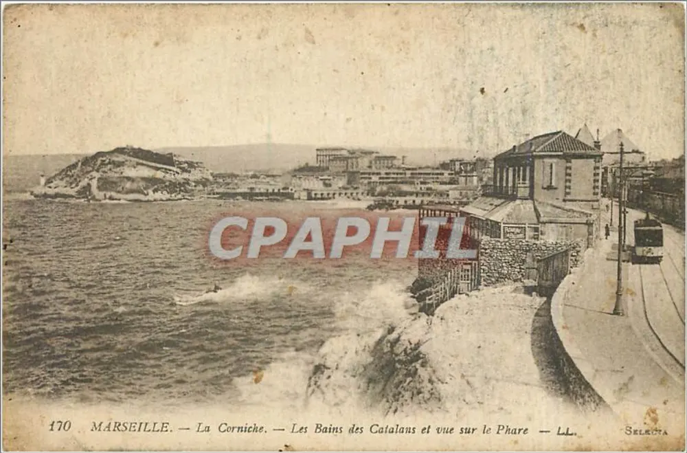 Marseille — Die Corniche — Die Bäder der Katalanen und Blick auf den Leuchtturm — LL. SELECTA - Vorderseite