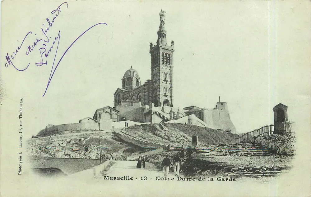Marselha - Nossa Senhora da Guarda — Fototipia E. Lacour, 13, rue Thubanau - Frente