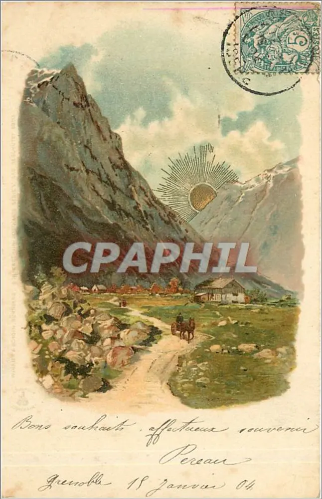 Grenoble — vista de montanha com sol — editor não visível - Frente