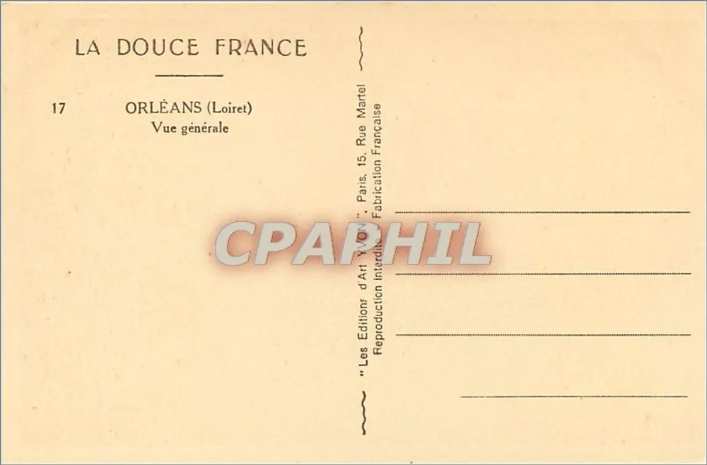 Orléans — Vista geral — Les Éditions d'Art Yvon, Paris - Verso