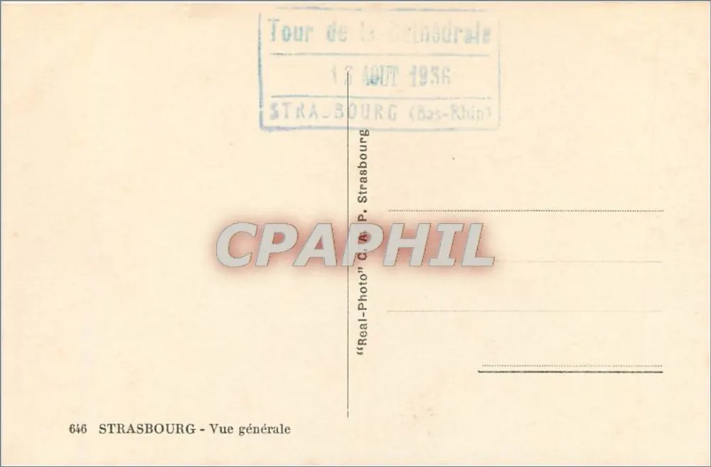 Strasbourg — Vista geral — "Real-Photo" C. M. P. Strasbourg - Verso