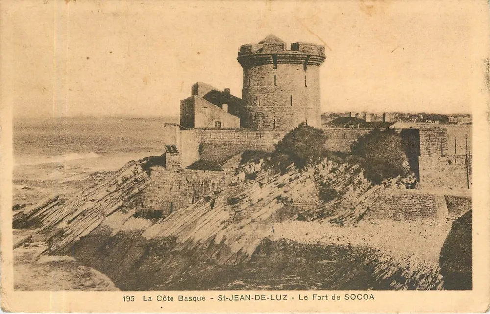 St-Jean-de-Luz - Le Fort de Socoa — Côte Basque — éditeur Librairie J. Toute à St-Jean-de-Luz, n° 195 - Recto
